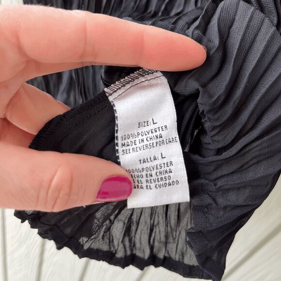 VTG NWT Kaelyn-Max Black Beaded Crinkle Top L Sheer Y2K Party Blouse Deadstock - Picture 9 of 10